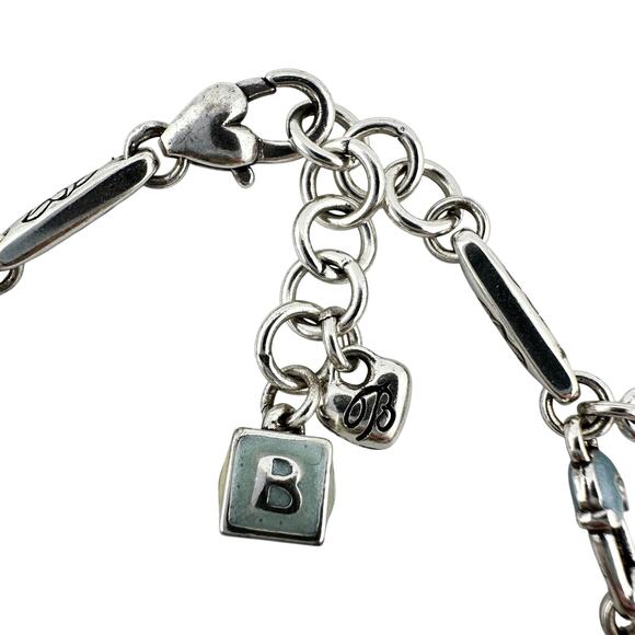 Brighton Retired Silver Plated Baby Mother Enamel Charm 6.75"-8" Bracelet - Picture 4 of 9